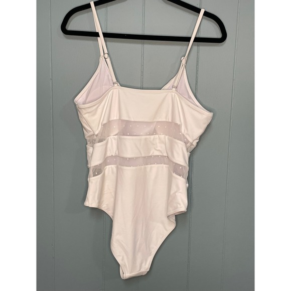 BMJL Womens White Twist Front Mesh One Piece Swimsuit Size L - Picture 2 of 4